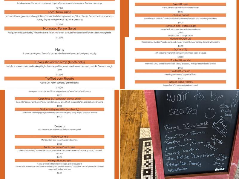 Maileys provisions Menu