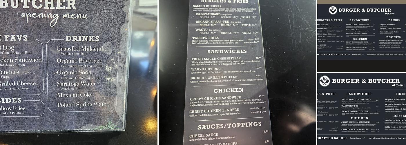 Burger & Butcher Menu