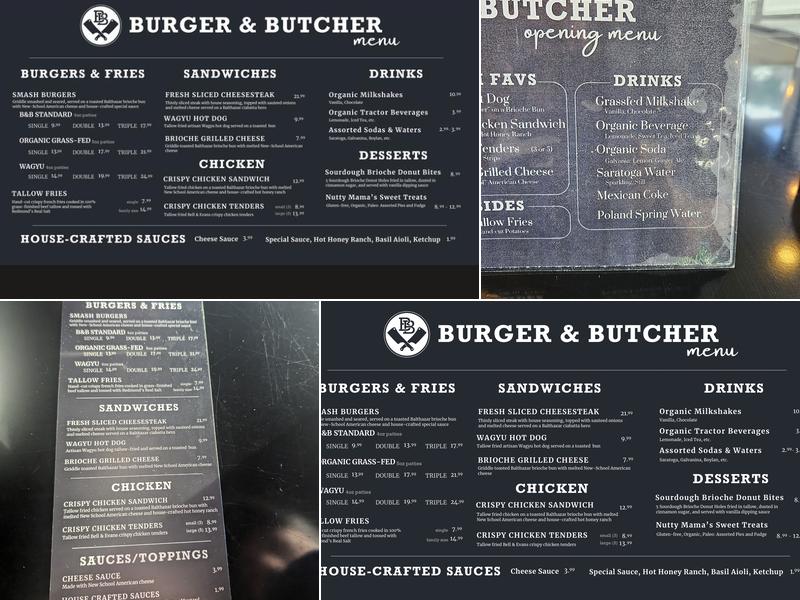 Burger & Butcher Menu
