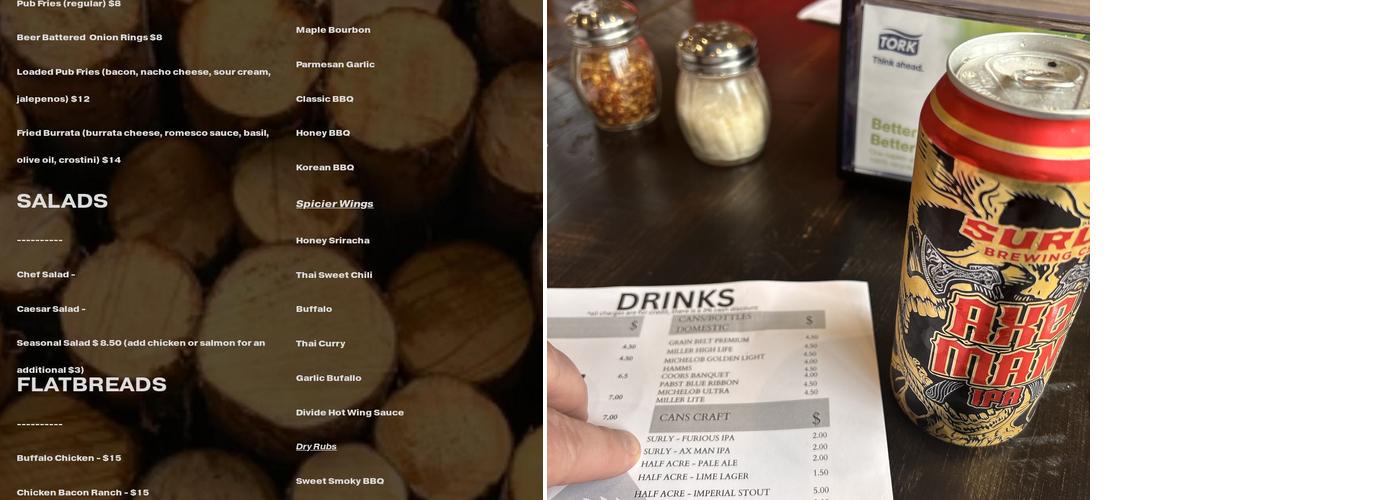 Continental Divide Brew Pub Menu