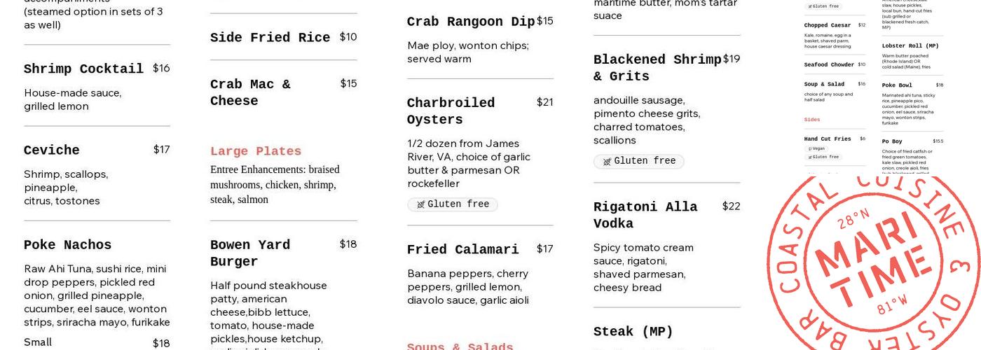 Maritime Menu