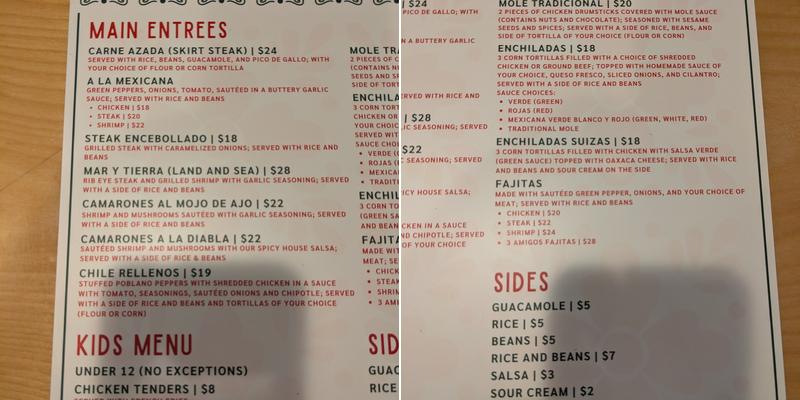 La Terraza Mexican Grill Menu