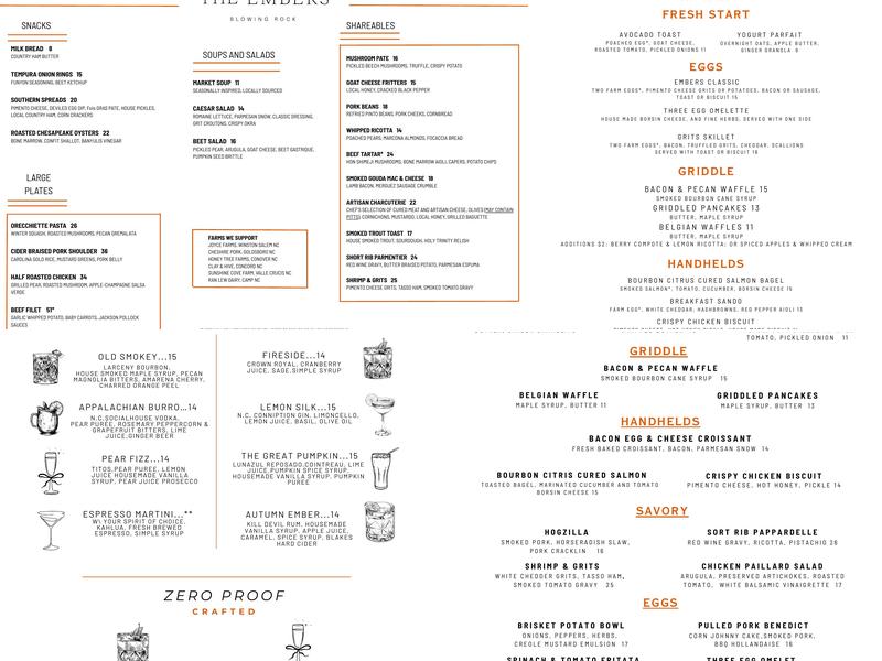 Hearth @ Embers Menu