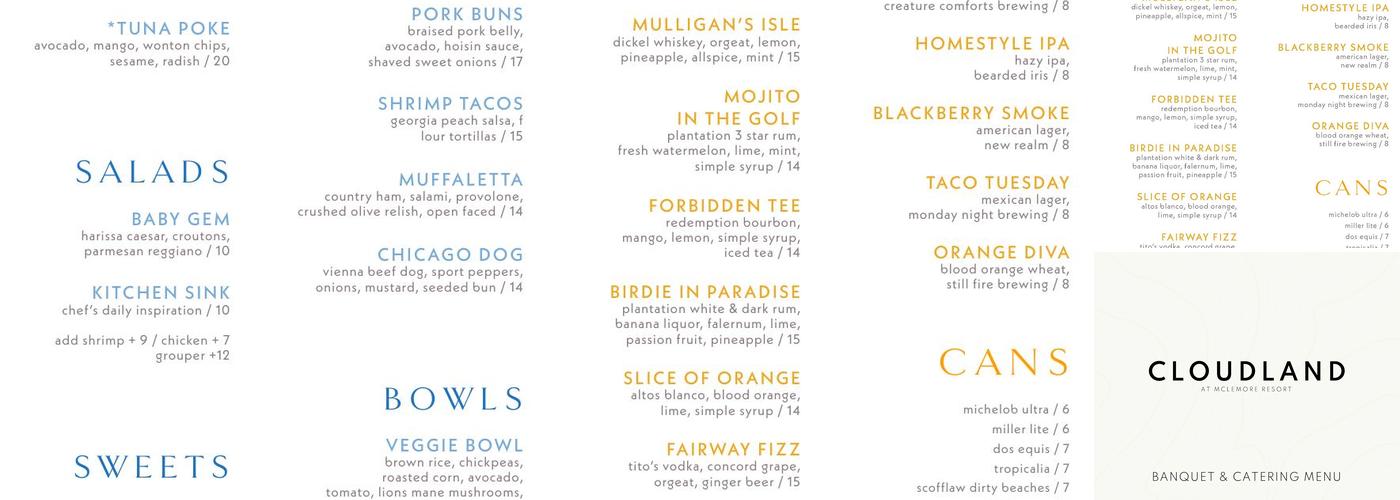 Skyside Menu