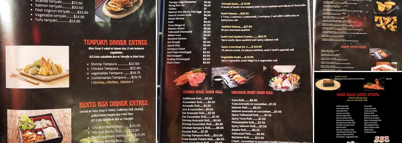 Tokyo Japanese Steakhouse Menu