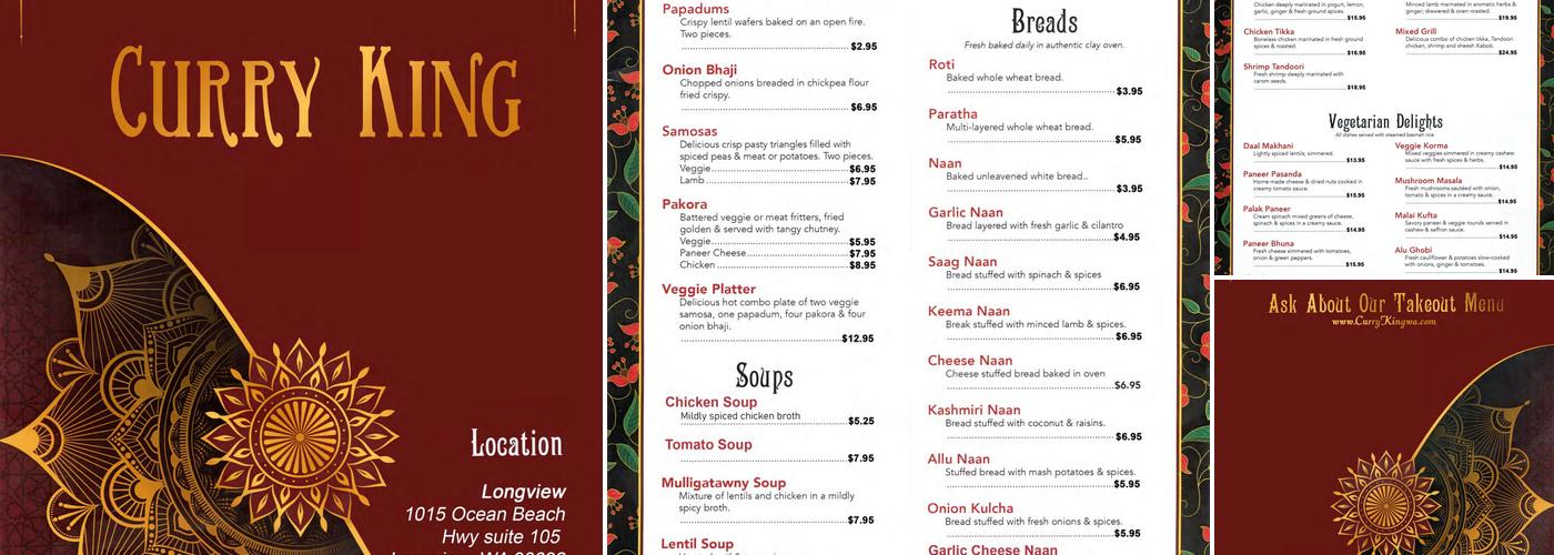Curry King Menu