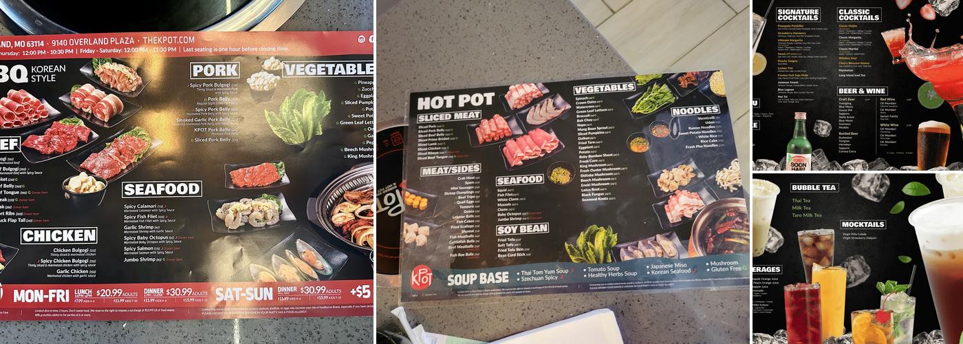 KPOT Korean BBQ & Hot Pot Menu