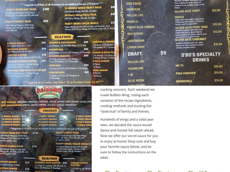 D'bo's Daiquiris, Wings, & Seafood - Jacksonville Menu