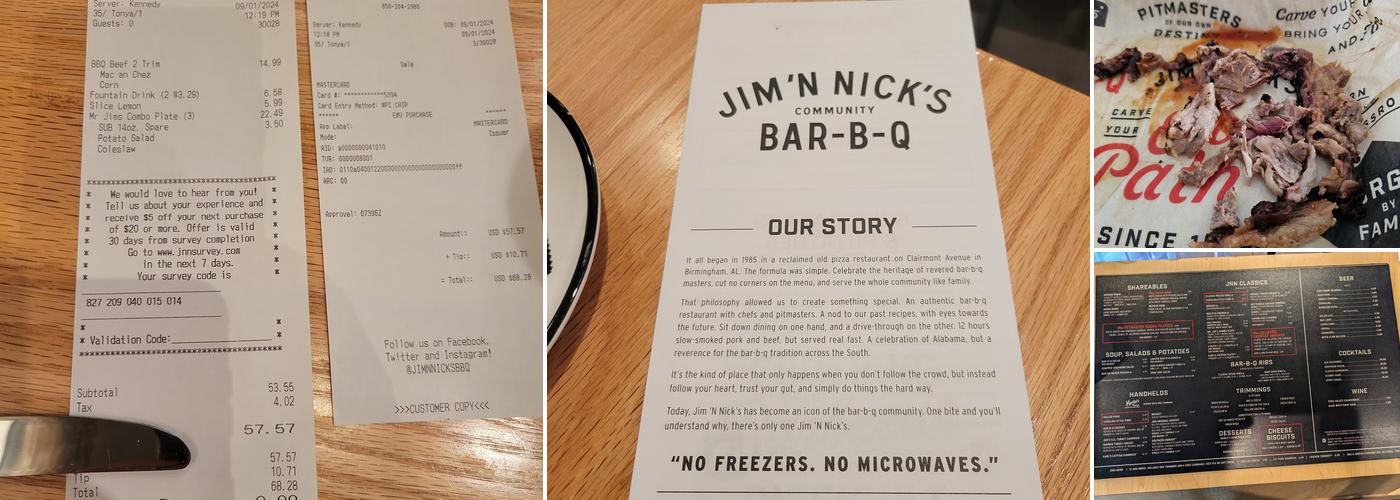 Jim 'N Nick's Bar-B-Q Menu