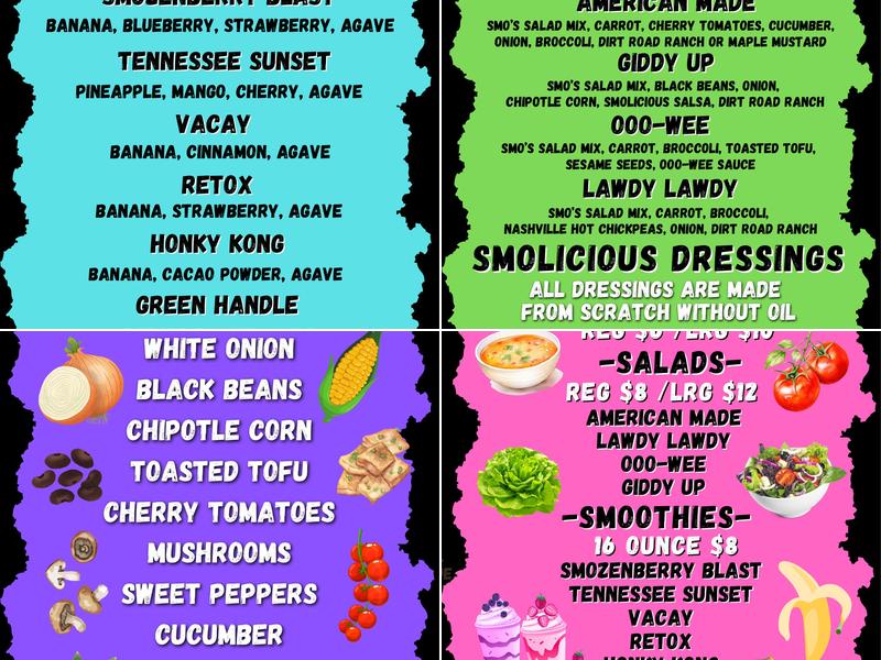 Smolicious Mobile Eatery Menu