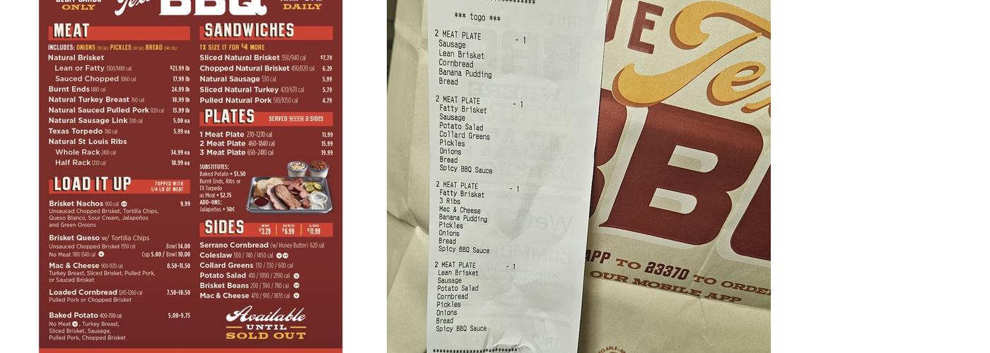 True Texas BBQ Menu