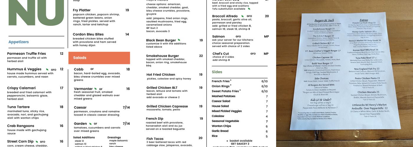 Union South Bar & Provisions Menu