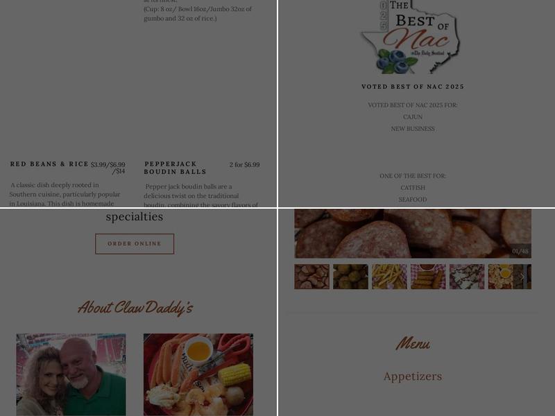 Clawdaddy's Menu