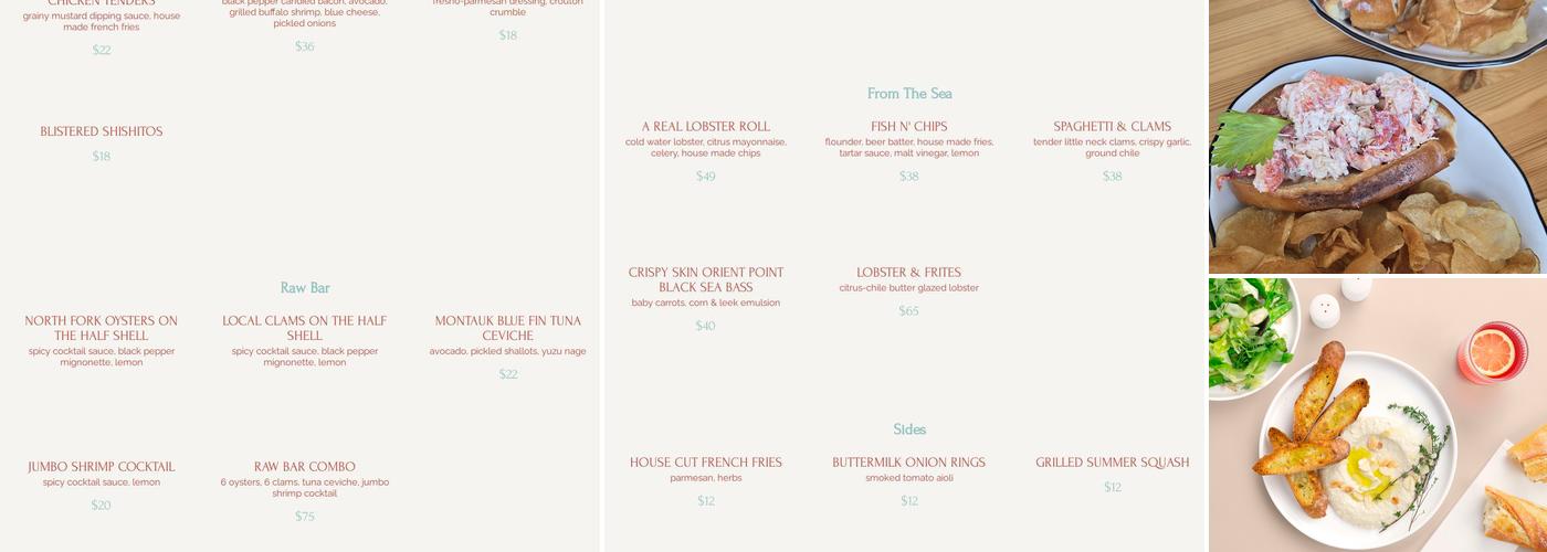 The Shipyard Menu