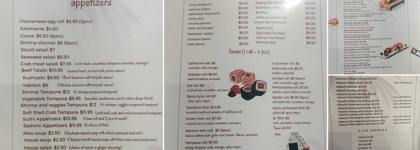 East Cuisine Cafe Menu