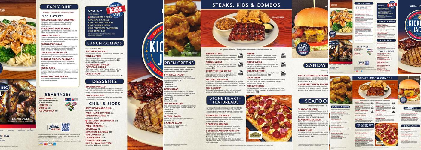 Kickback jacks Menu
