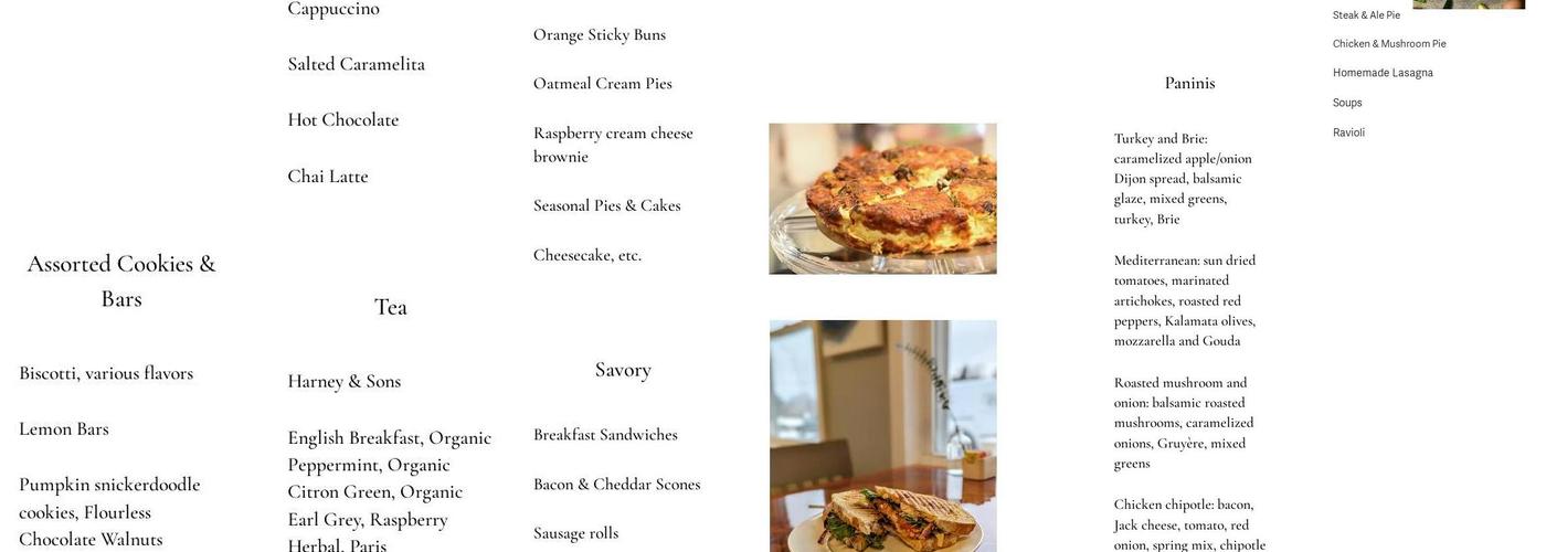 Amandine Bakery Menu