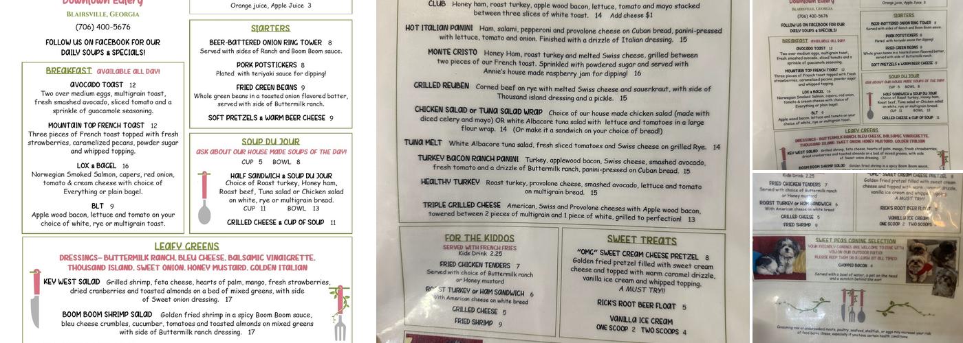 Sweet Pea's Downtown Eatery Menu