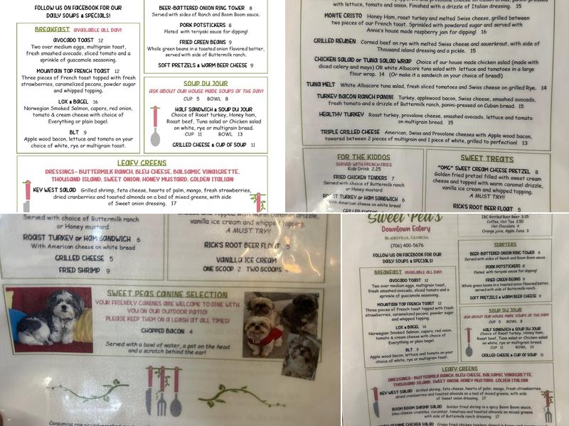 Sweet Pea's Downtown Eatery Menu