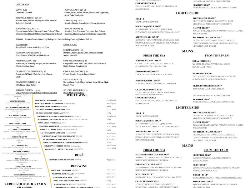 Bayside Kraft Kitchen Menu