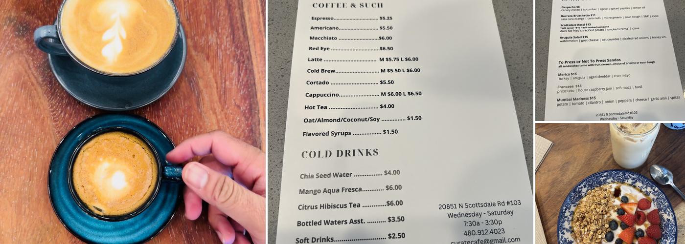 Curate Cafe Menu