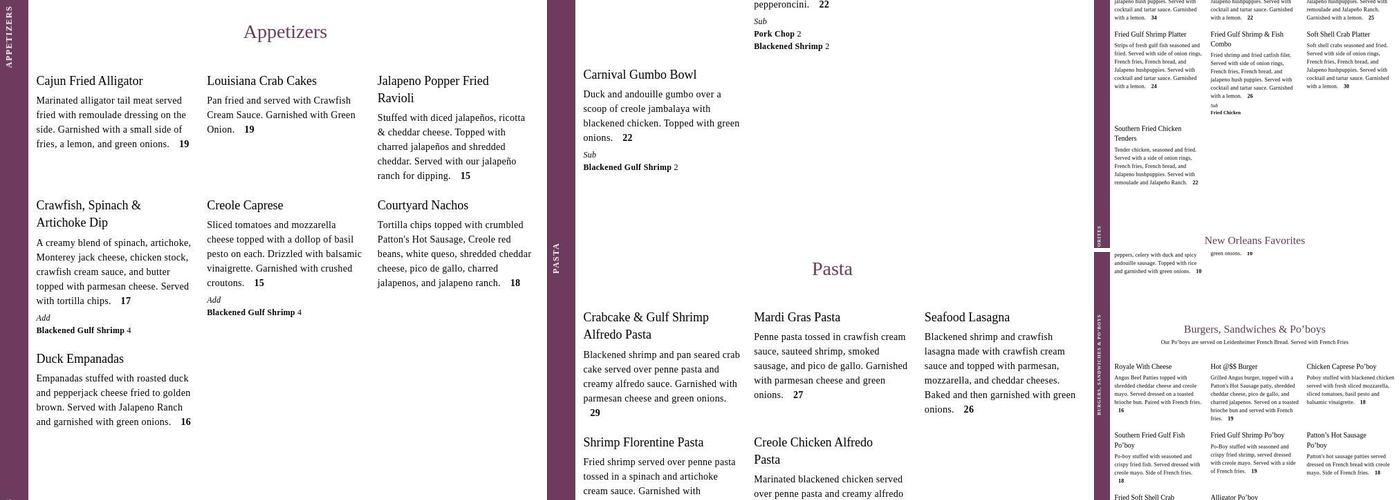 Rex House Kitchen & Courtyard Menu