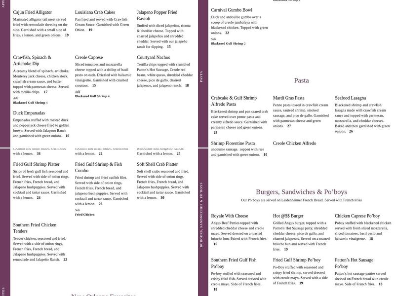 Rex House Kitchen & Courtyard Menu