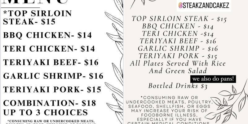 Steakz and Cakez Menu