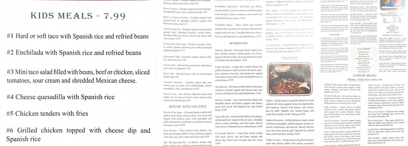 Los Venados Andover Menu