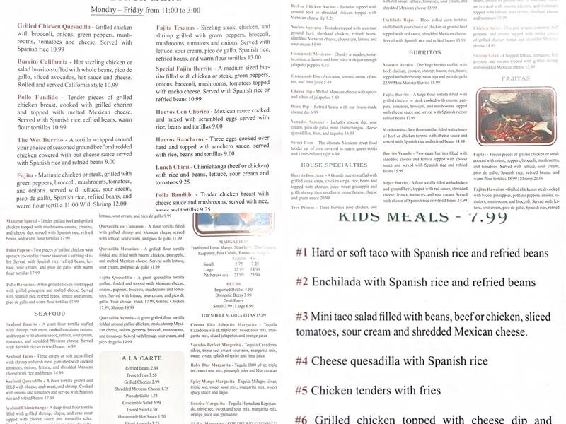 Los Venados Andover Menu