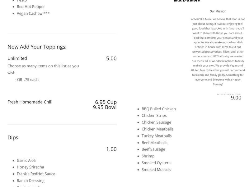 Mac'D & more Menu