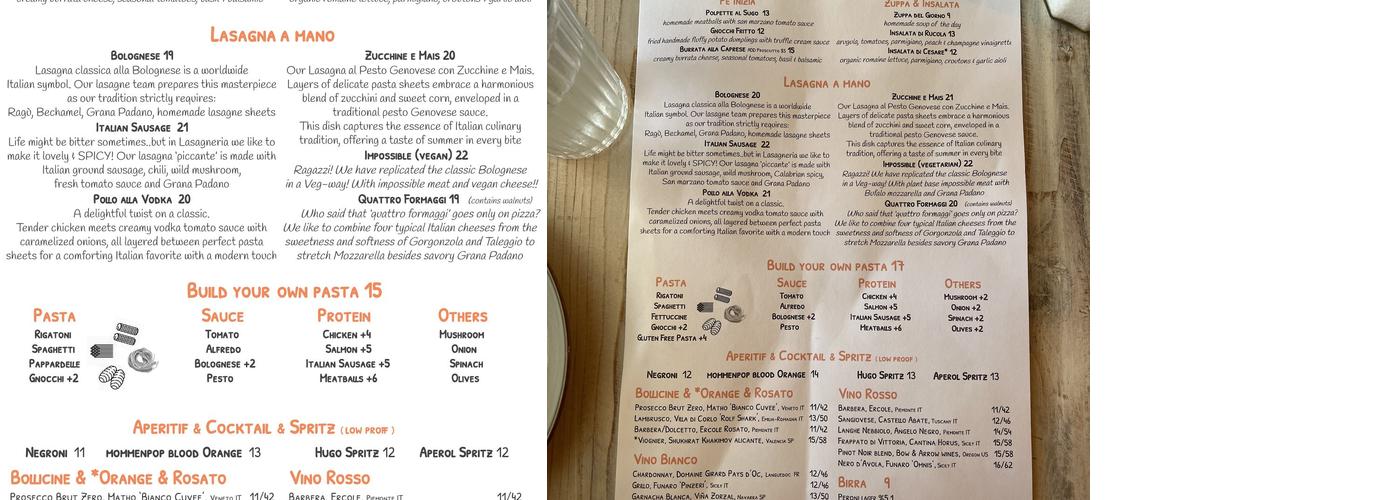 Capri Lasagneria Menu