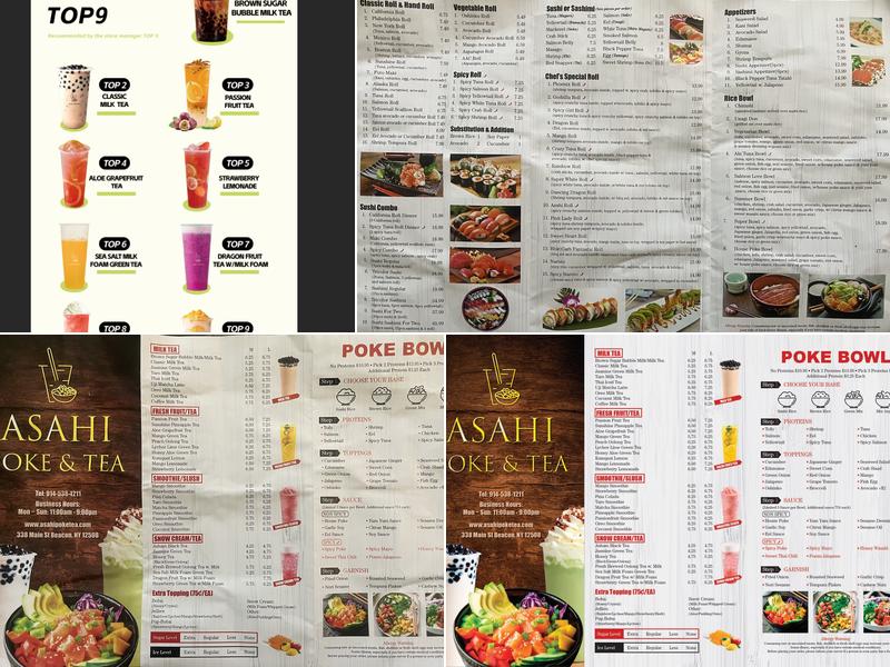 Asahi Poke&Tea Menu