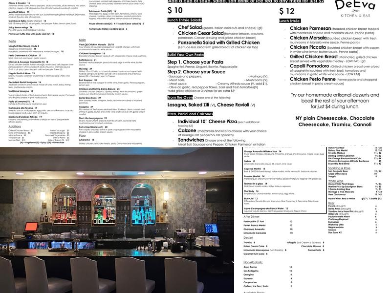 DeEva Kitchen & Bar Menu