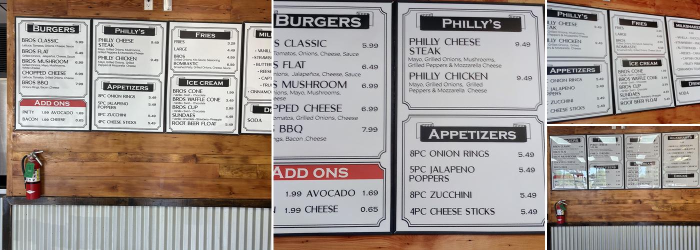 Smash Bros Burger Menu