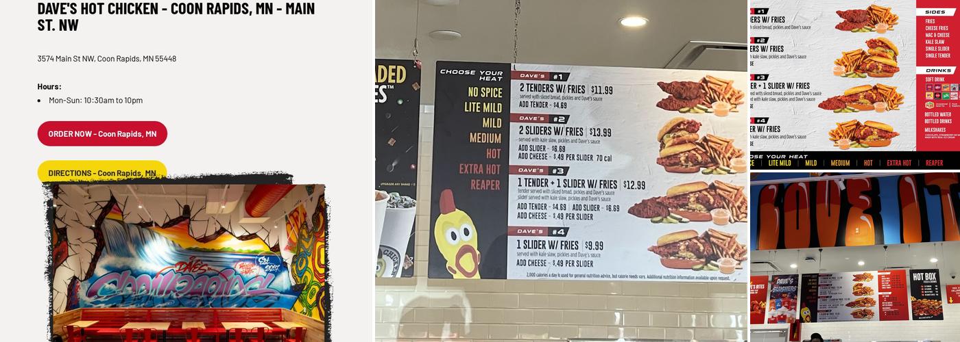 Dave's Hot Chicken Menu