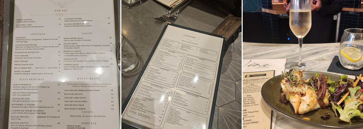P B Brasserie steak house Menu