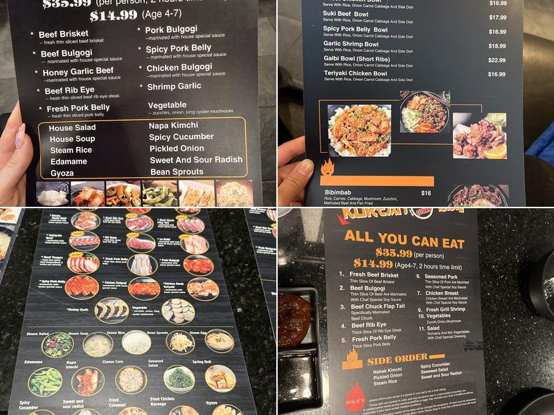 U TURN KOREAN BBQ Menu