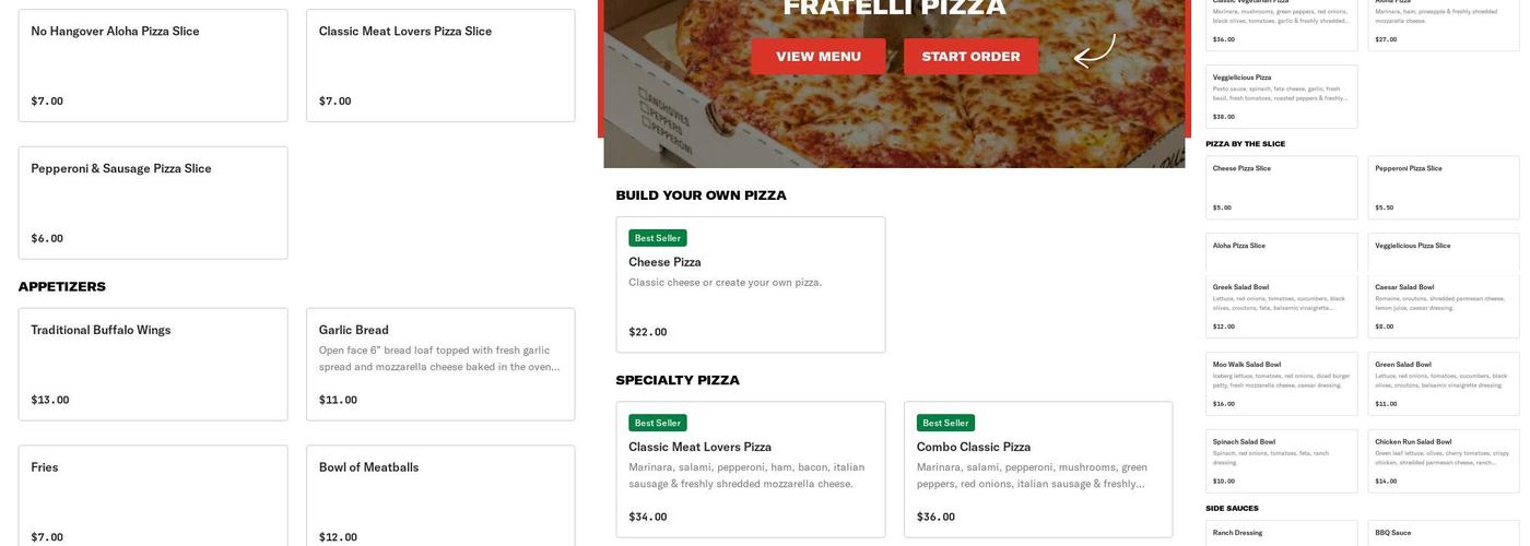 FRATELLI PIZZA Menu