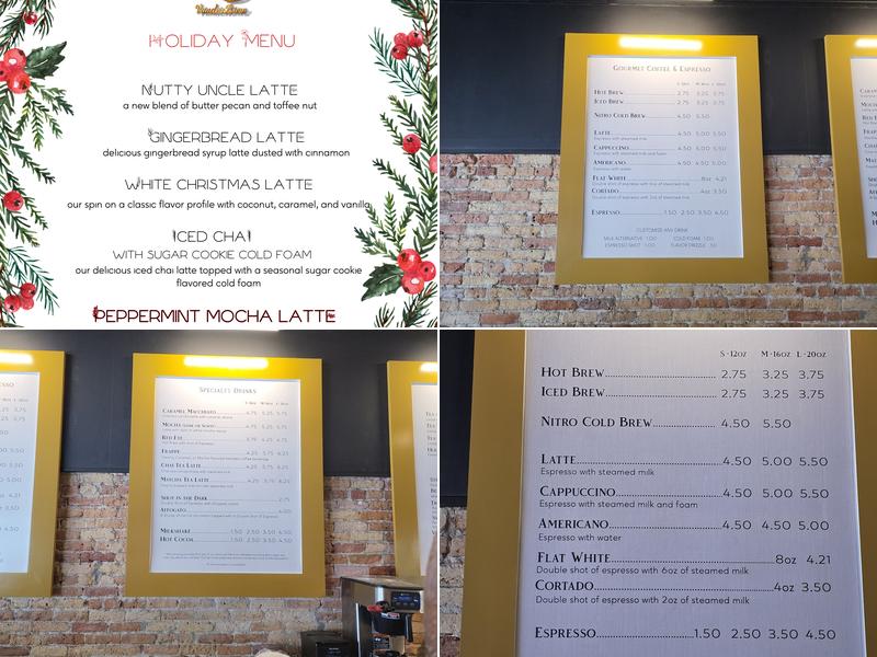 Vanderbrew Coffee Shop Menu