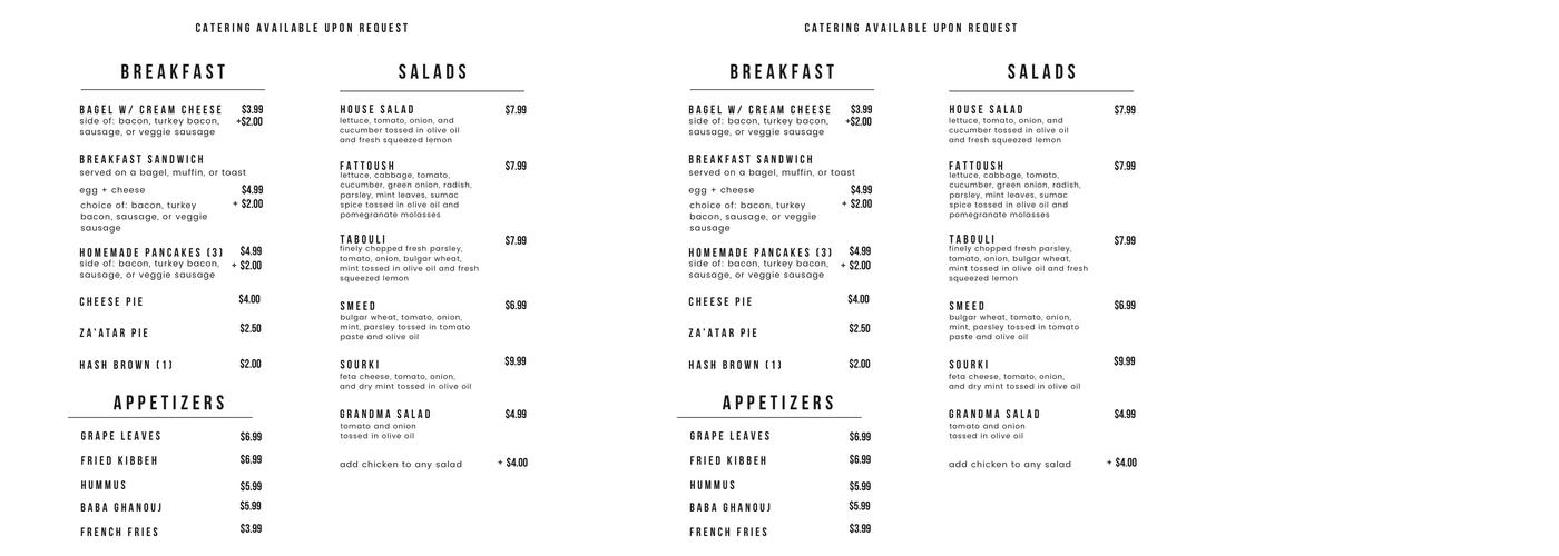 Catty Cafe Menu