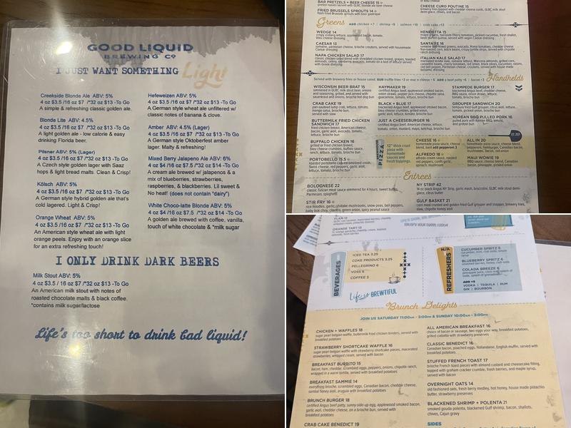Good Liquid Brewing - Parrish Creekside Commons Menu
