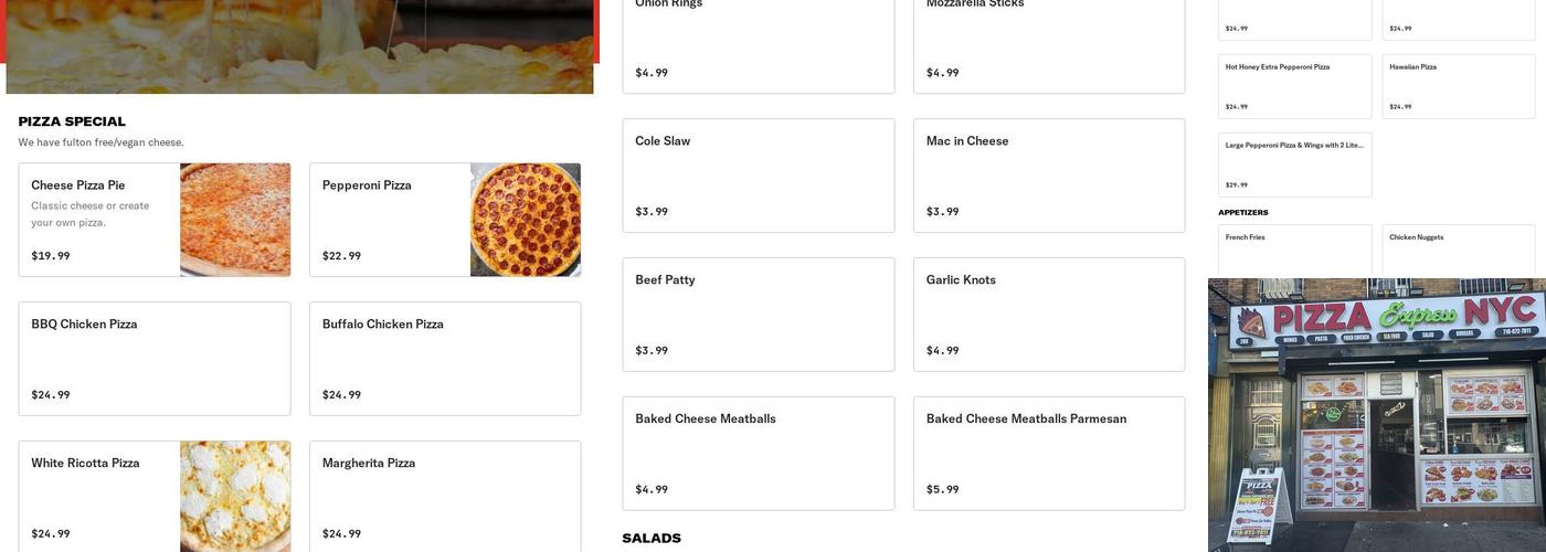 Pizza Express NYC (Halal) Menu