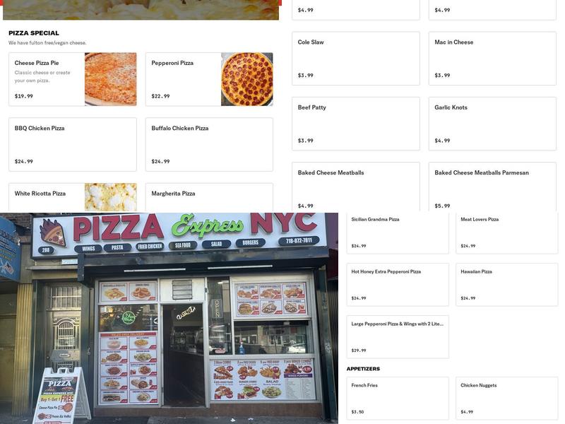 Pizza Express NYC (Halal) Menu