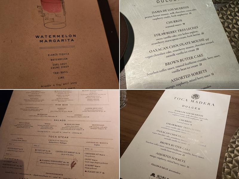 Toca Madera Houston Menu