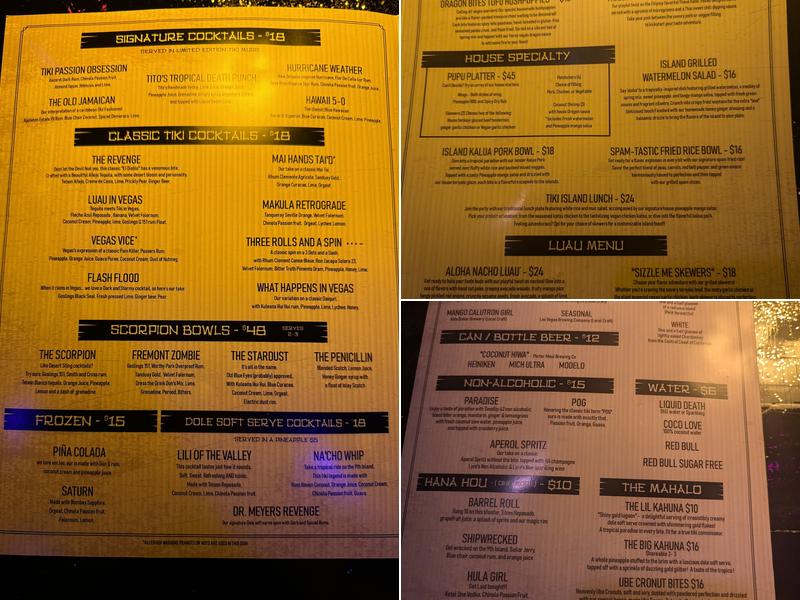 Glitter Gulch Tiki Menu