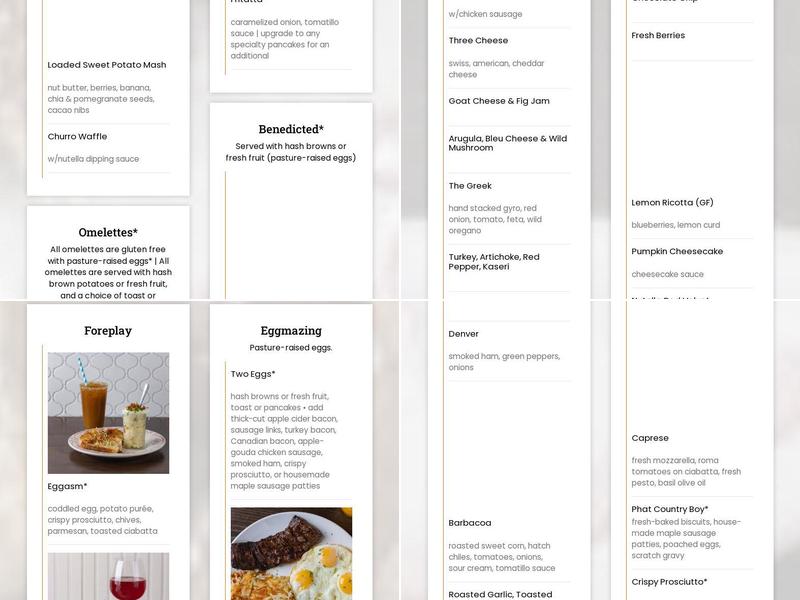 Eggstasy Menu