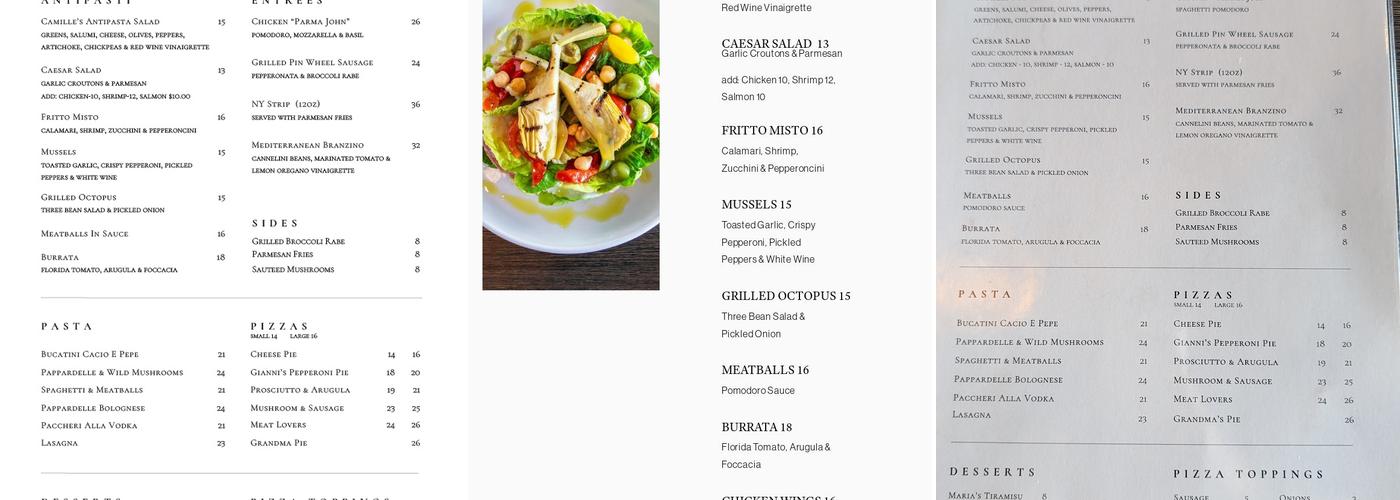 Camille's Pizzeria & Ristorante Menu