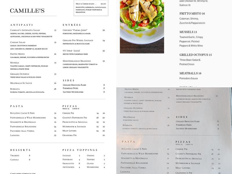 Camille's Pizzeria & Ristorante Menu