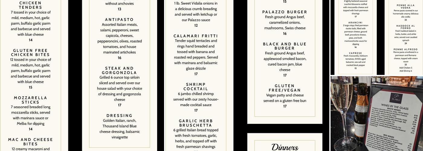 The Palazzo Ristorante Menu